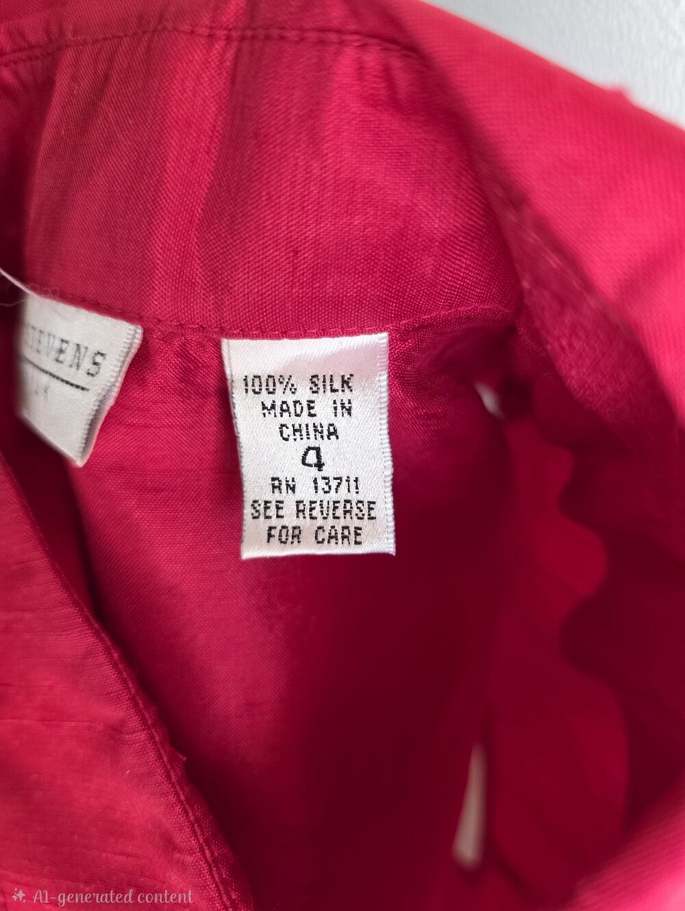 Valerie Stevens Pure Silk Shantung Sleeveless Blouse - Crimson Red - Size 4 - Picture 4 of 6